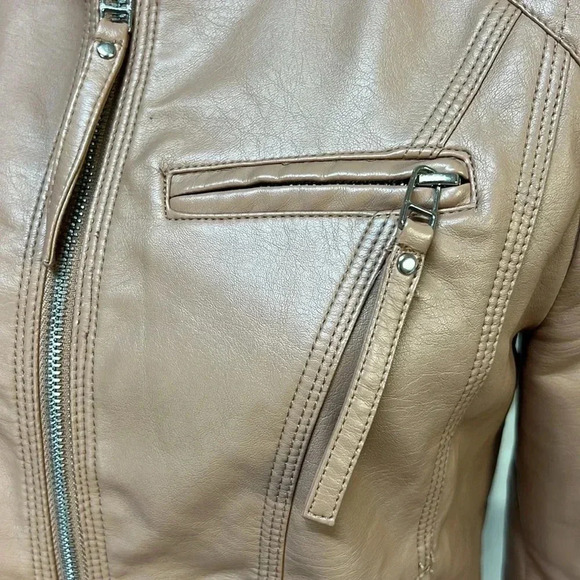 Vera Moda Tan Faux Leather Jacket Size M - Picture 4 of 11